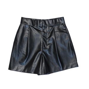 Zara Black Faux Leather High Waist Shorts with Pockets Size M